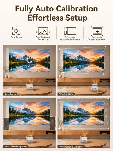 Vista 5 de Smart Projector Native 1080P Aplicación incorporada con WiFi 6 y Bluetooth Blanco