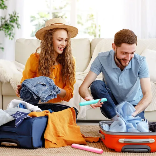 Vista 6 de 40 piezas de estuche de plástico portátil para cepillos de dientes de viaje, contenedor de cepillo de dientes transpirable, almacenamiento