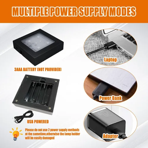 Vista 3 de Base cuadrada de soporte de luz LED de 2 piezas, pantalla multicolor de 3 pulgadas para cristal de cristal (negro)