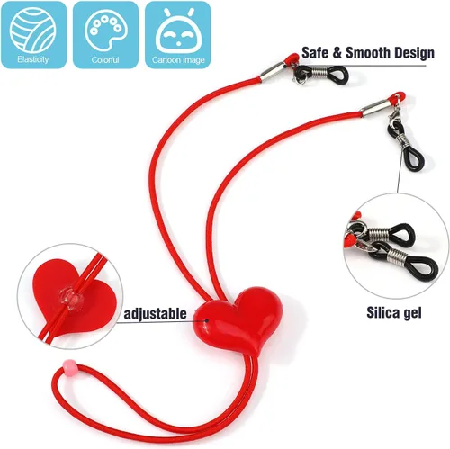 Vista 4 de Hifot Paquete de 10 correas para lentes para niñas, ajustador elástico para gafas, cordón de cadena para máscara