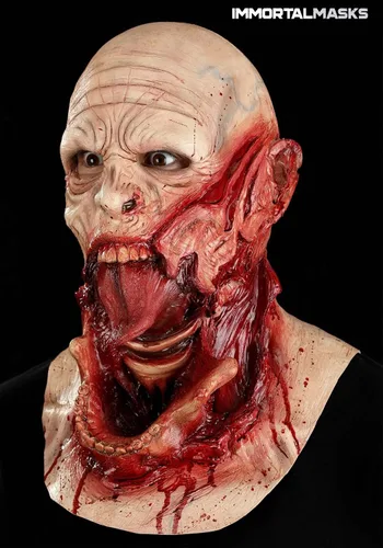 Vista 2 de Fun Costumes Máscara sin palabras para adultos Máscara de látex de Halloween con diseño moldeado, máscaras inmortales para disfraz de terror