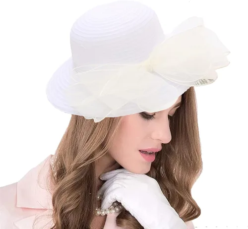 Vista 14 de seven wolves Sombrero de sombrero de iglesia Derby para mujer, sombrero de ala ancha para el sol beige B
