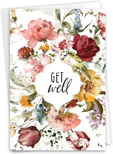 Vista 8 de NobleWorks Tarjeta de Papel en Blanco para Recuperación con Sobre de 5 x 7 Pulgadas (1 Tarjeta) Be Well Soon-Green C10350DGWB