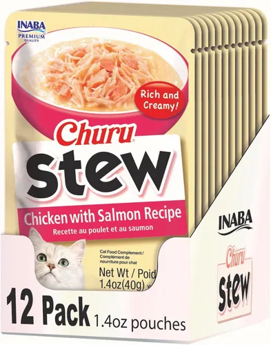 Vista 9 de INABA Churu - Guiso para gatos mayores de 10 años, bolsita de guarnición, 1.4 onzas por bolsita, 12 bolsitas en total, receta de pollo