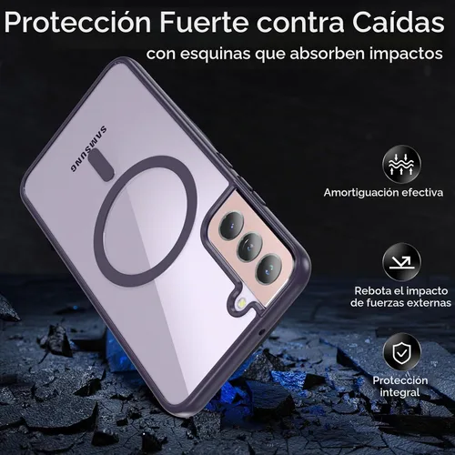 Vista 7 de OWKEY Funda magnética para Samsung Galaxy S22 Plus 5G, compatible con MagSafe, delgada, translúcida, a prueba de golpes, con antihuellas