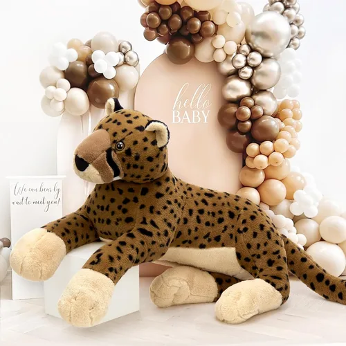 Vista 4 de MaoGoLan Animal de peluche grande de guepardo para niño, juguete de peluche gigante de guepardo para niña, leopardo montable de peluche para niños
