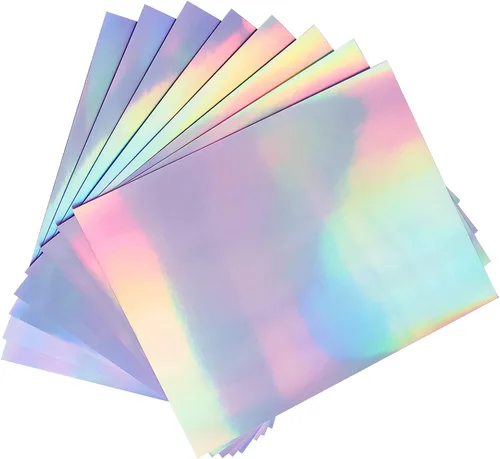 Vista 6 de Papel adhesivo holográfico transparente para impresora de inyección de tinta y láser, 20 hojas de vinilo imprimible, papel adhesivo holográfico