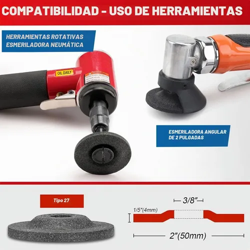 Vista 7 de SI FANG Muela abrasiva de 2" para mini amoladora angular de aire de 2 pulgadas, paquete de 25 0.16 in Thick, Depressed Center Aggressive Grinding