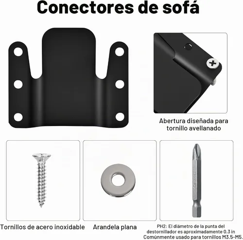 Vista 3 de 4 piezas de sofá seccional universal entrelazado, conectores de sofá seccionales, soporte de conector de sofá