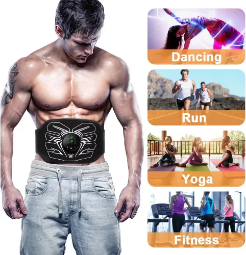 Vista 3 de Estimulador de abdominales, tóner de músculo abdominal EMS portátil para fitness en casa y oficina, entrenamiento de fuerza, color negro