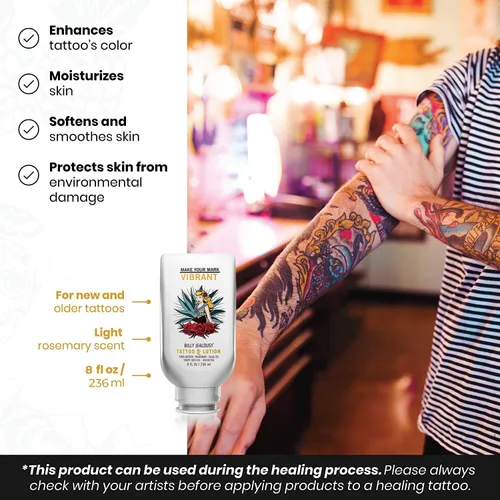 Vista 8 de Billy Jealousy Tattoo Lotion for All Skin Types Formulated with Shea Butter, Essential Oils & Green Tea Leaf Extract, Tattoo Aftercare that