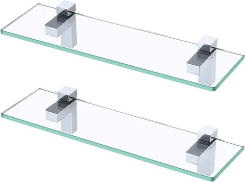 Vista 19 de KES BGS3201S40-2 - Estante de cristal de pared para baño, estante de 16 pulgadas montado en la pared, acabado de níquel cepillado, BGS3201S40-2