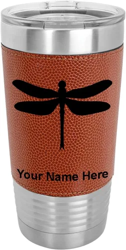 Vista 12 de LaserGram Vaso aislado al vacío de 20 onzas, libélula, grabado personalizado incluido (piel sintética, estilo béisbol)