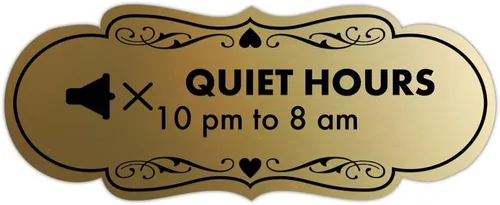 Vista 14 de Signs ByLITA Señal de diseño Quiet Hours de 10 pm a 8 am (negro) - Pequeño