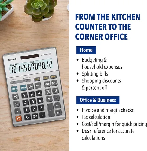 Vista 4 de Casio DM-1200BM Business Desktop Calculator, Cost/Sell/Margin, Silver