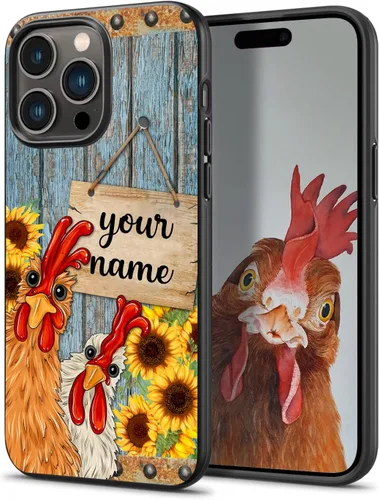 Vista 12 de Regalos personalizados para amantes del pollo, diseño de girasol, granja, pollo, funda de teléfono personalizada para iPhone 17 16 15 14 13 12 11
