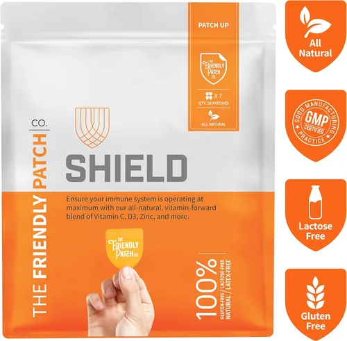 Vista 8 de The Friendly Patch Shield - Parche de apoyo inmunitario Potenciadores inmunológicos portátiles para adultos con vitamina D3, C y zinc 28 parches