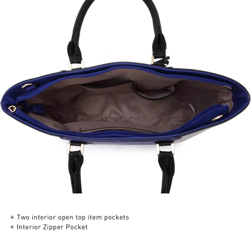 Vista 6 de DASEIN - Bolsa de mano para mujer, bolsa tipo bandolera, asa superior, bolsa plana para trabajar