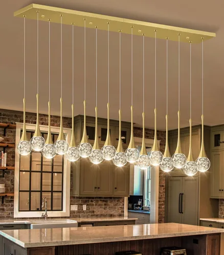 Vista 38 de Lámparas colgantes modernas para isla de cocina, LED, regulable, cristal glamuroso, iluminación colgante de techo para comedor, pasillo, dormitorio