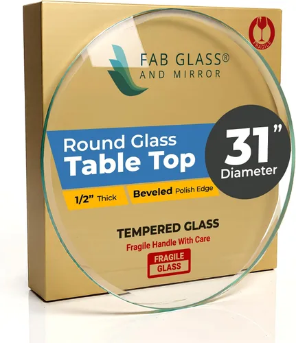 Vista 90 de Fab Glass - Mesa redonda de cristal de 48 in, grosor de 3/4 in, cristal pulido plano templado, Vidrio, Transparente