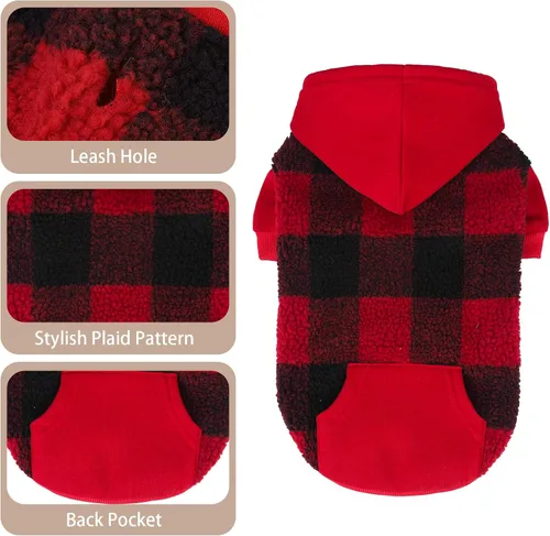 Vista 22 de PUPTECK Sudadera con Capucha para Perro Sudadera para Cachorro Suéter Cálido para Perro Ropa de Invierno Abrigos para Clima Frío para Perros Negro