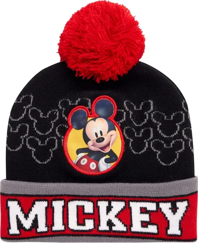 Vista 5 de Disney Sombrero de invierno para niños, paquete de 2 gorro con pompones Lightning McQueen o gorro de Mickey Mouse (4-7)
