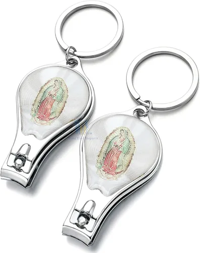 Vista 5 de WE Our Lady of Guadalupe (12 piezas) Llavero de bautismo con cortaúñas y abridor de recuerdos de fiesta para bebés niños y niñas/recuerdos