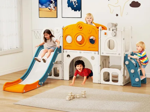Vista 10 de GITAWUSA Juego de tobogán para niños pequeños 8 en 1, juego de juego para interiores y exteriores para niños de 1, 2 y 3 años, tobogán para escalar