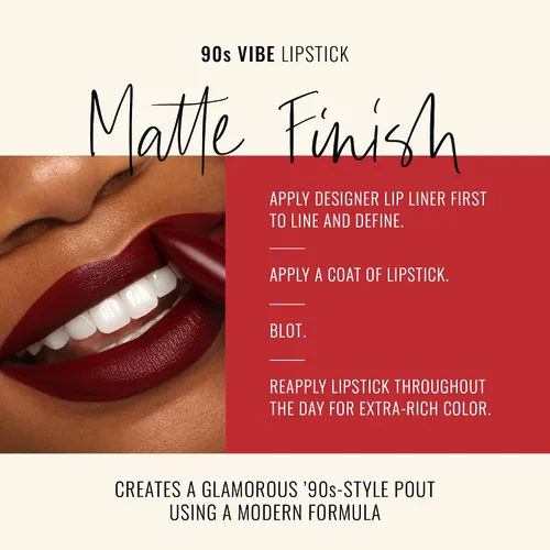 Vista 3 de Runway Rogue 90s Vibe Lápiz Labial, Lápiz Labial Hidratante Mate Midnight-Merlot Borgoña Oscuro, '1993' 90s Vibe moisturizing lipstick, matte