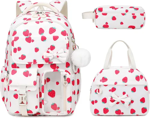 Vista 12 de Mochila para niñas, mochila escolar para niñas, bonita mochila con lazo para niñas, niños y adolescentes, para estudiantes de escuela primaria