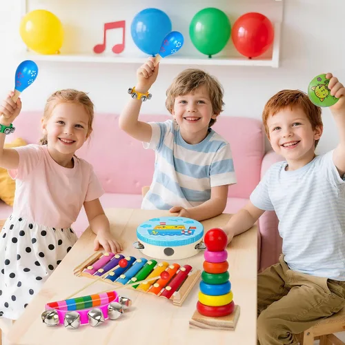 Vista 3 de Childom - Instrumentos musicales para niños pequeños, juguetes musicales para bebés, regalos educativos para niños en edad preescolar, regalos