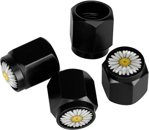Vista 16 de Wolf - Tapones de válvula de neumático con bandera americana, tapas de válvula de neumático de aluminio negro, cubiertas universales