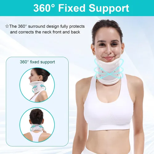 Vista 7 de Collar cervical mejorado con soporte de barbilla para alivio rígido, cuello cervical correcto, soporte para el dolor óseo, cuidado de la salud