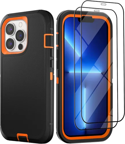 Vista 43 de Funda para iPhone 13 con 2 protectores de pantalla, resistente de grado militar, funda de cuerpo completo para hombres y mujeres (aguamarina + rosa)