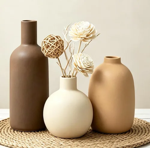 Vista 29 de Florero de cerámica con asas, jarrones rústicos de 11 pulgadas de alto para terracota (1-Terracotta/10.7")