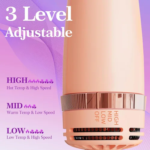 Vista 4 de Cepillo Secador de Cabello Cepillo Secador en Uno, Cepillo Secador de Cabello 4 en 1 Secador con Barril Ovalado, Mini Cepillo de Aire Caliente