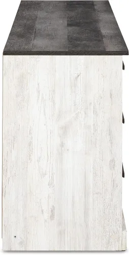 Vista 5 de Signature Design by Ashley Shawburn - Cómoda de 6 cajones, color blanco y gris