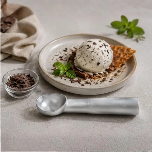 Vista 3 de Restaurantware Cuchara de helado de aluminio plateado de 1.5 oz