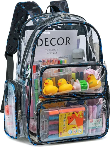 Vista 186 de CAMTOP Mochila transparente resistente y transparente para estudiantes, escuela, trabajo, festival, viajes, deportes, Beige, Mediana, Camtop Mochila