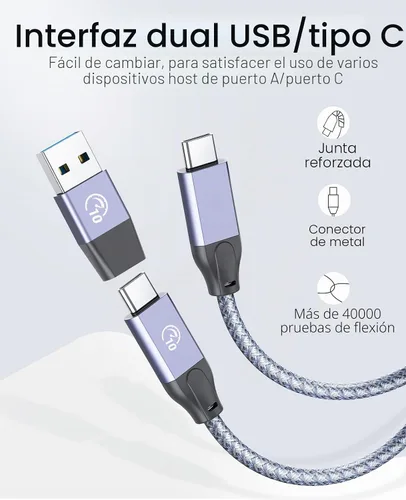 Vista 2 de ORICO Concentrador USB 3.2 Gen2 de 4 puertos, concentrador USB 3.2 de escritorio con 2 USB-A, 2 USB-C, puerto de fuente de alimentación de 5 V 3 A