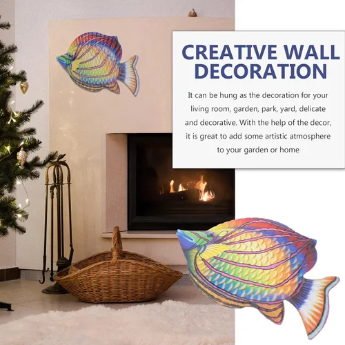 Vista 3 de LIFKOME Decoración de pared de peces de metal, 11.81 x 6.88 pulgadas, escultura de peces para colgar en la pared, decoración costera del hogar