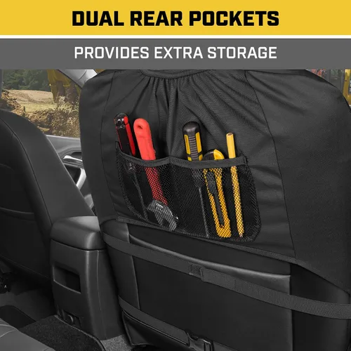 Vista 5 de CAT DuraDrive - Funda de asiento delantero de automóvil, (2) piezas, Oxford negro, protección resistente, ajuste semiuniversal, protector de asiento