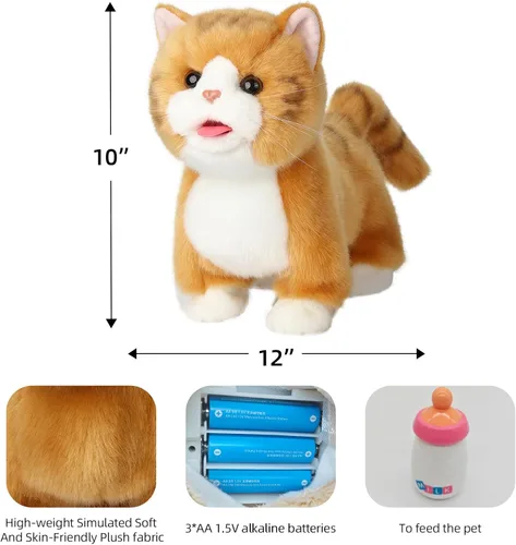 Vista 2 de CU-MATE Juguetes eléctricos de peluche de 12 pulgadas, juguete electrónico de peluche para gato, robot interactivo, juguete interactivo