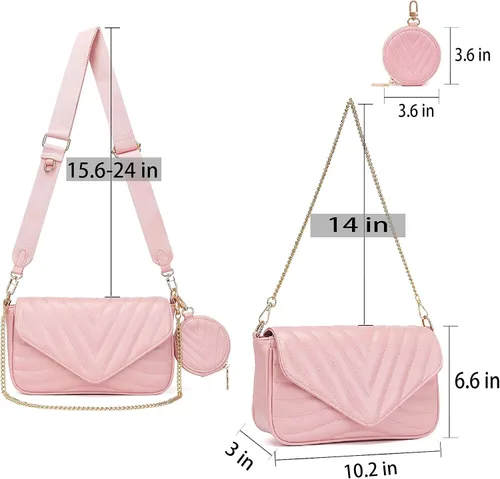 Vista 7 de Bolsos cruzados acolchados pequeños para mujer, elegantes bolsos de diseñador y bolsos con monedero, incluyendo bolsa de 2 tamaños, S
