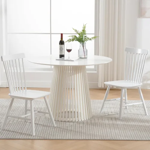 Vista 13 de Kmax Juego de 4 sillas de comedor vintage, sillas Windsor con patas de madera maciza, estilo campestre, nogal Nuez