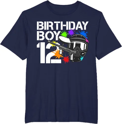 Vista 41 de 12th B-Day Paintball Birthday Party Boy 12 Year Old Funny T-Shirt, Negro