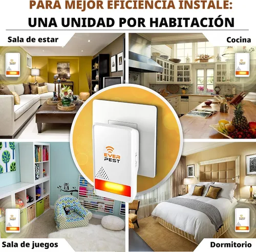 Vista 5 de Repelente ultrasónico de control de plagas enchufable, paquete de 2 repelentes – Deshazte de mosquitos, ratones, arañas de cucaracha, insecto