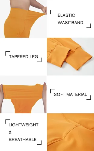 Vista 6 de Pantalones deportivos de cintura alta con bolsillos para mujer, pantalones deportivos cónicos para correr, yoga, entrenamiento, atléticos