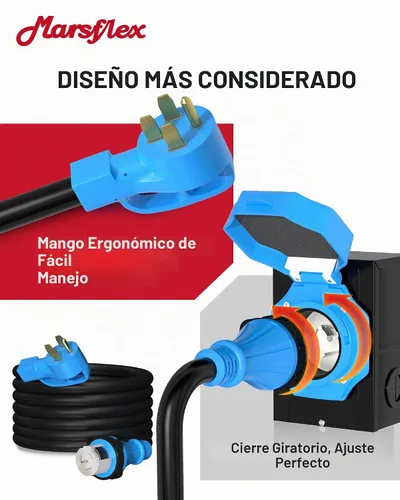 Vista 3 de Marsflex Cable generador de 50 amperios y 15 pies y caja de entrada