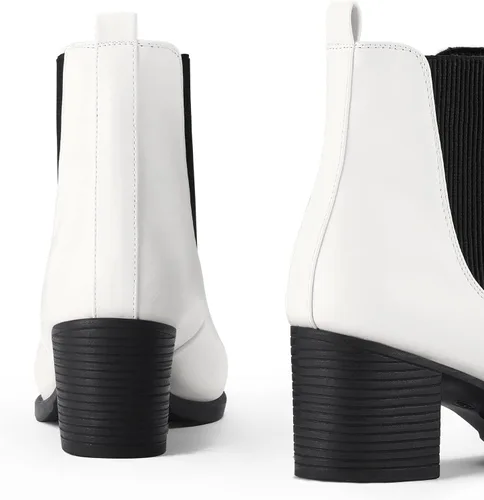 Vista 4 de COASIS Botas Chelsea de tacón grueso para mujer botines de tobillo con laterales elásticos